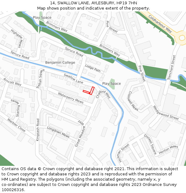 14, SWALLOW LANE, AYLESBURY, HP19 7HN: Location map and indicative extent of plot