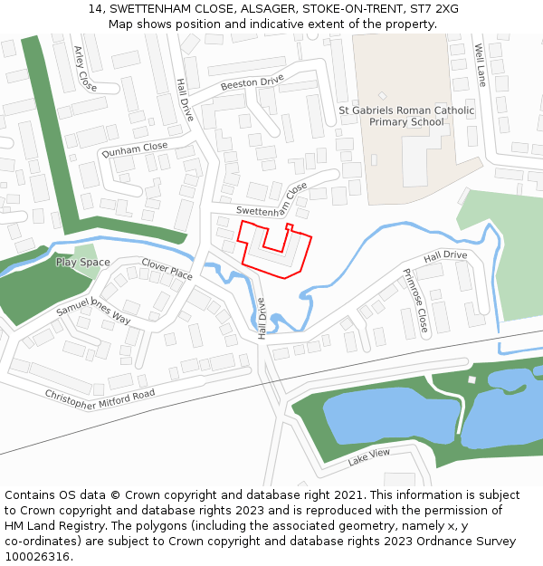 14, SWETTENHAM CLOSE, ALSAGER, STOKE-ON-TRENT, ST7 2XG: Location map and indicative extent of plot
