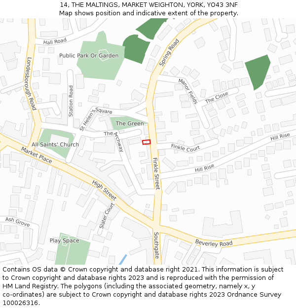14, THE MALTINGS, MARKET WEIGHTON, YORK, YO43 3NF: Location map and indicative extent of plot