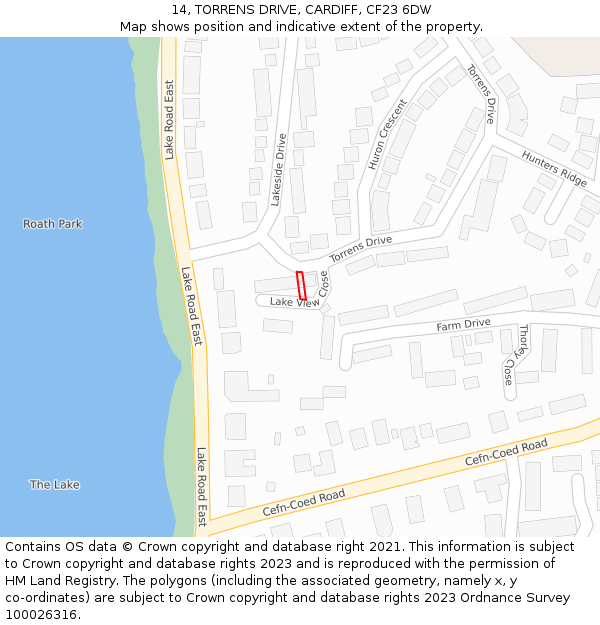 14, TORRENS DRIVE, CARDIFF, CF23 6DW: Location map and indicative extent of plot