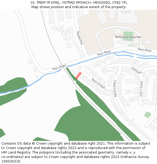 14, TREM YR EFAIL, YSTRAD MYNACH, HENGOED, CF82 7FL: Location map and indicative extent of plot