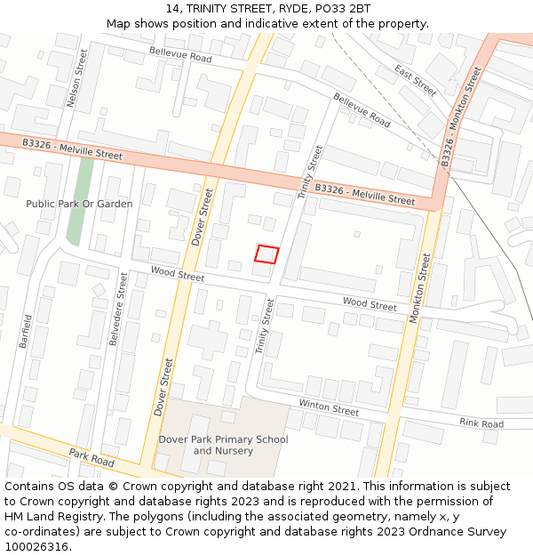 14, TRINITY STREET, RYDE, PO33 2BT: Location map and indicative extent of plot