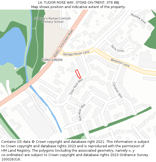 14, TUDOR ROSE WAY, STOKE-ON-TRENT, ST6 8BJ: Location map and indicative extent of plot