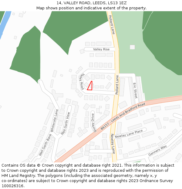 14, VALLEY ROAD, LEEDS, LS13 1EZ: Location map and indicative extent of plot