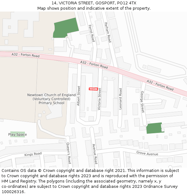 14, VICTORIA STREET, GOSPORT, PO12 4TX: Location map and indicative extent of plot