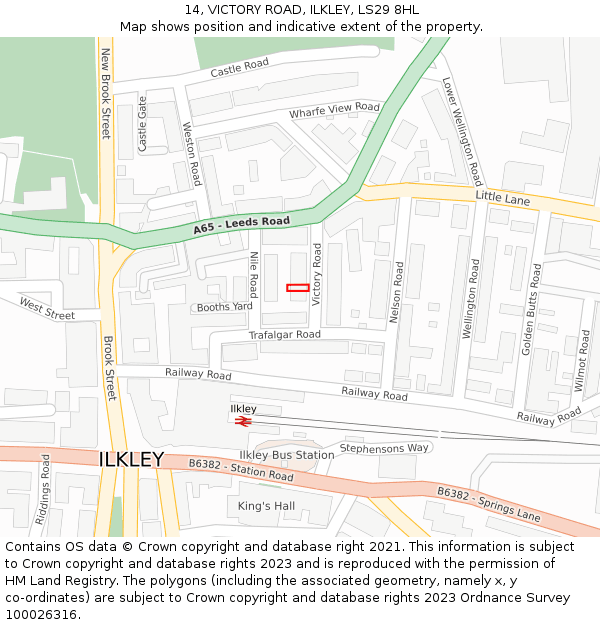 14, VICTORY ROAD, ILKLEY, LS29 8HL: Location map and indicative extent of plot