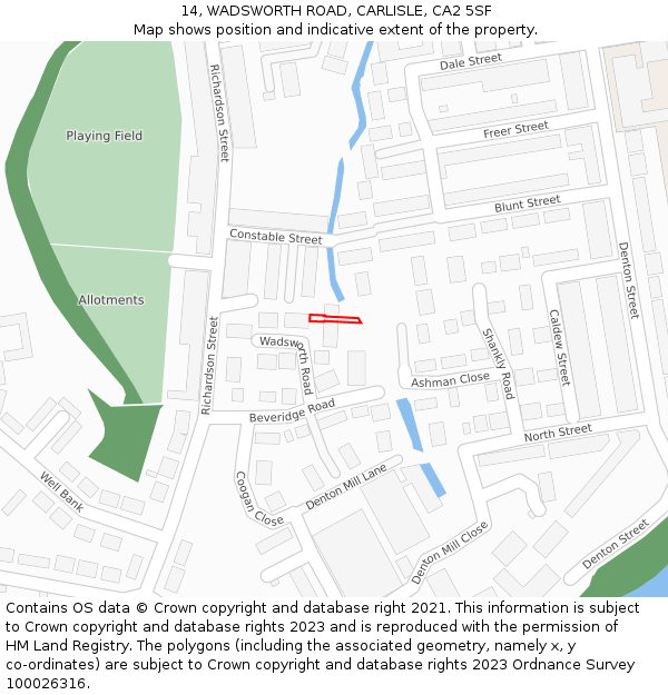 14, WADSWORTH ROAD, CARLISLE, CA2 5SF: Location map and indicative extent of plot