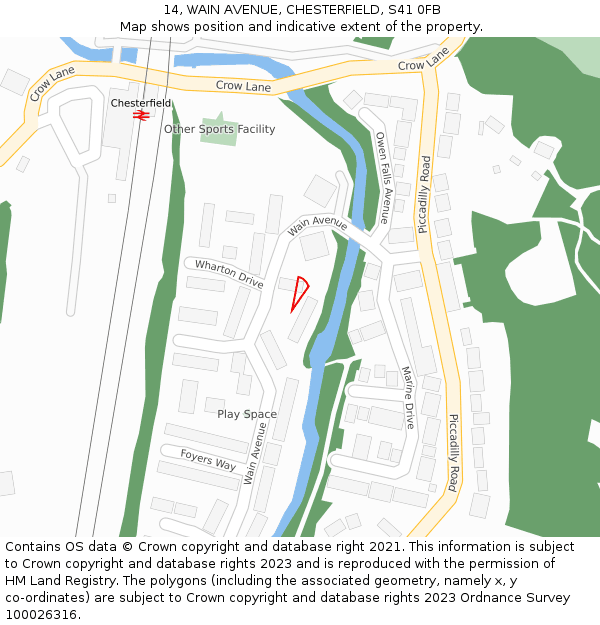 14, WAIN AVENUE, CHESTERFIELD, S41 0FB: Location map and indicative extent of plot