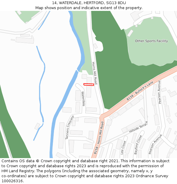 14, WATERDALE, HERTFORD, SG13 8DU: Location map and indicative extent of plot