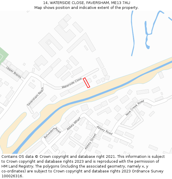 14, WATERSIDE CLOSE, FAVERSHAM, ME13 7AU: Location map and indicative extent of plot
