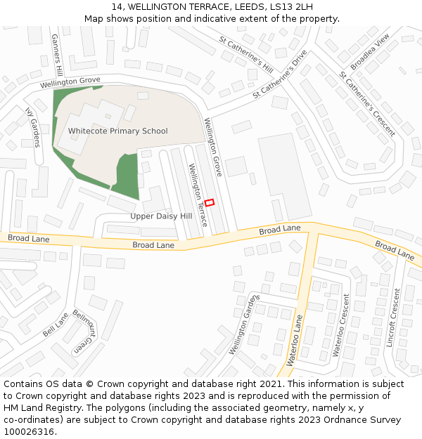 14, WELLINGTON TERRACE, LEEDS, LS13 2LH: Location map and indicative extent of plot