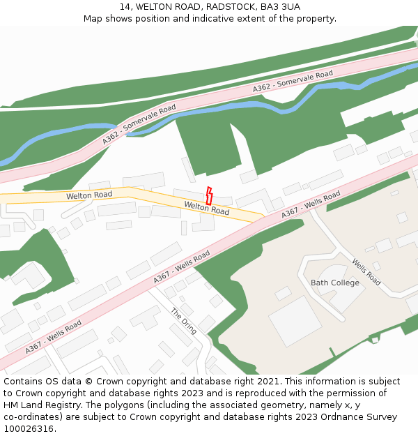 14, WELTON ROAD, RADSTOCK, BA3 3UA: Location map and indicative extent of plot