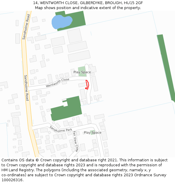 14, WENTWORTH CLOSE, GILBERDYKE, BROUGH, HU15 2GF: Location map and indicative extent of plot