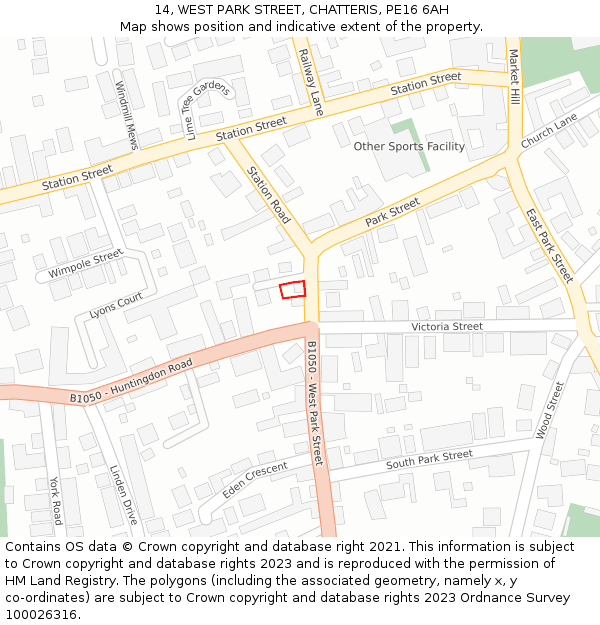 14, WEST PARK STREET, CHATTERIS, PE16 6AH: Location map and indicative extent of plot