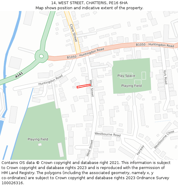 14, WEST STREET, CHATTERIS, PE16 6HA: Location map and indicative extent of plot