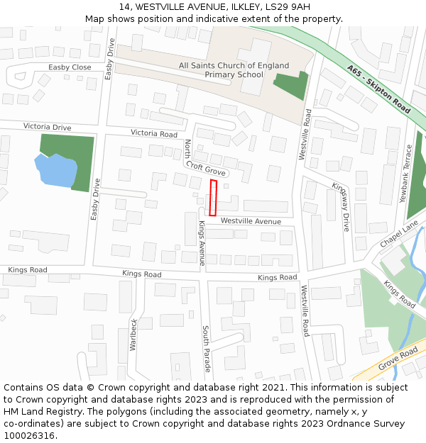 14, WESTVILLE AVENUE, ILKLEY, LS29 9AH: Location map and indicative extent of plot