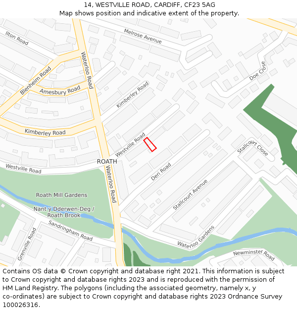 14, WESTVILLE ROAD, CARDIFF, CF23 5AG: Location map and indicative extent of plot