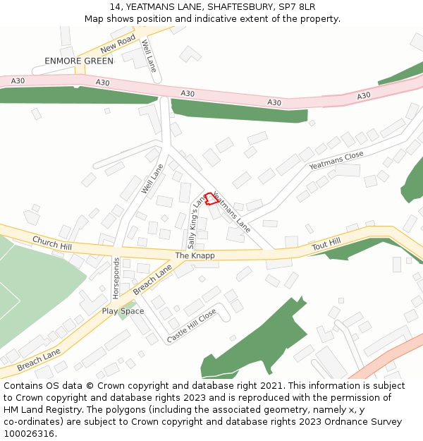 14, YEATMANS LANE, SHAFTESBURY, SP7 8LR: Location map and indicative extent of plot