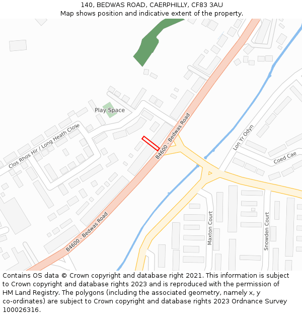 140, BEDWAS ROAD, CAERPHILLY, CF83 3AU: Location map and indicative extent of plot