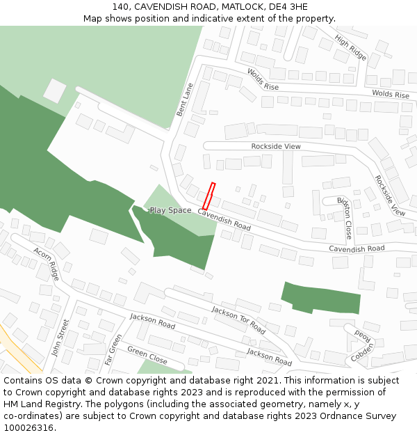 140, CAVENDISH ROAD, MATLOCK, DE4 3HE: Location map and indicative extent of plot