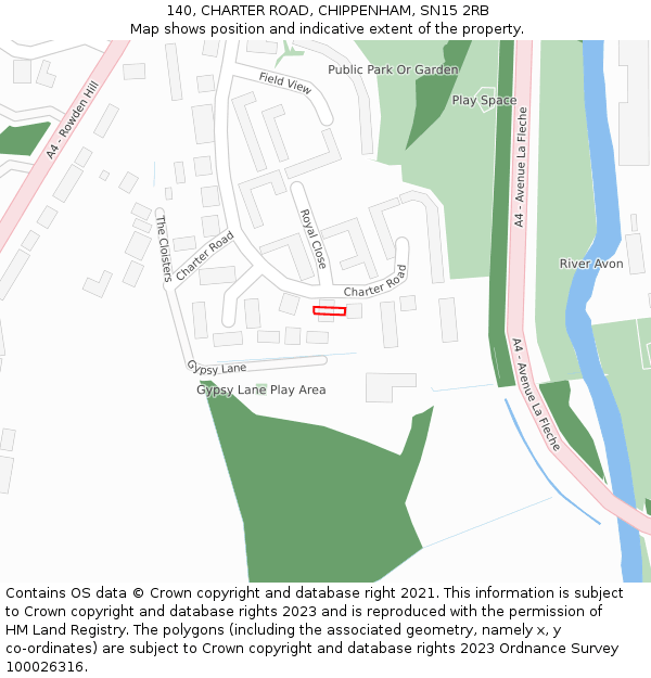 140, CHARTER ROAD, CHIPPENHAM, SN15 2RB: Location map and indicative extent of plot