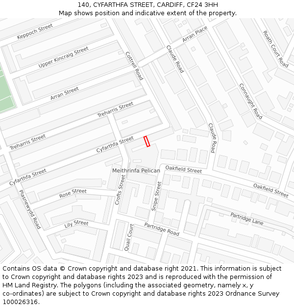 140, CYFARTHFA STREET, CARDIFF, CF24 3HH: Location map and indicative extent of plot