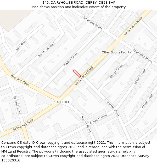 140, DAIRYHOUSE ROAD, DERBY, DE23 8HP: Location map and indicative extent of plot