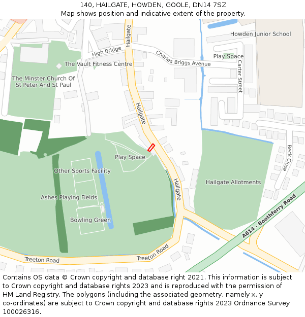 140, HAILGATE, HOWDEN, GOOLE, DN14 7SZ: Location map and indicative extent of plot