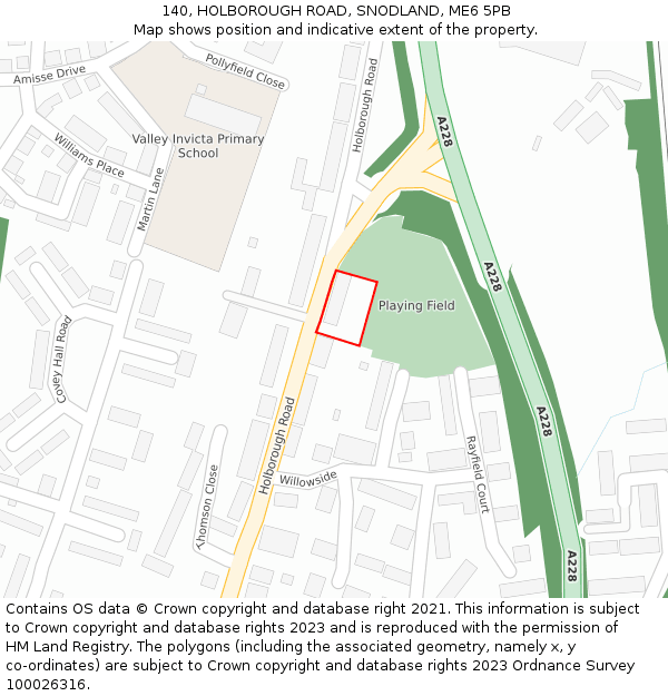 140, HOLBOROUGH ROAD, SNODLAND, ME6 5PB: Location map and indicative extent of plot