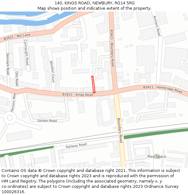 140, KINGS ROAD, NEWBURY, RG14 5RG: Location map and indicative extent of plot