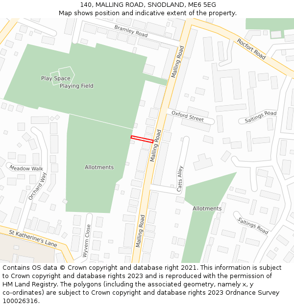 140, MALLING ROAD, SNODLAND, ME6 5EG: Location map and indicative extent of plot