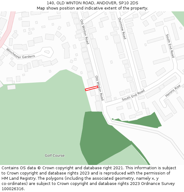 140, OLD WINTON ROAD, ANDOVER, SP10 2DS: Location map and indicative extent of plot