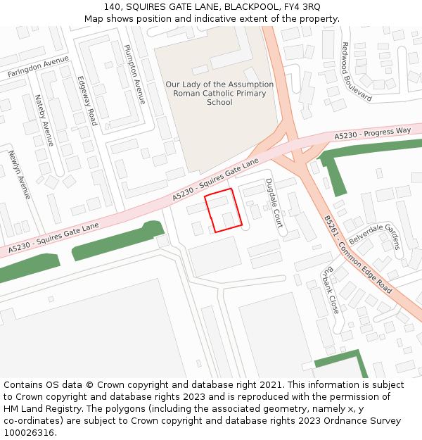 140, SQUIRES GATE LANE, BLACKPOOL, FY4 3RQ: Location map and indicative extent of plot