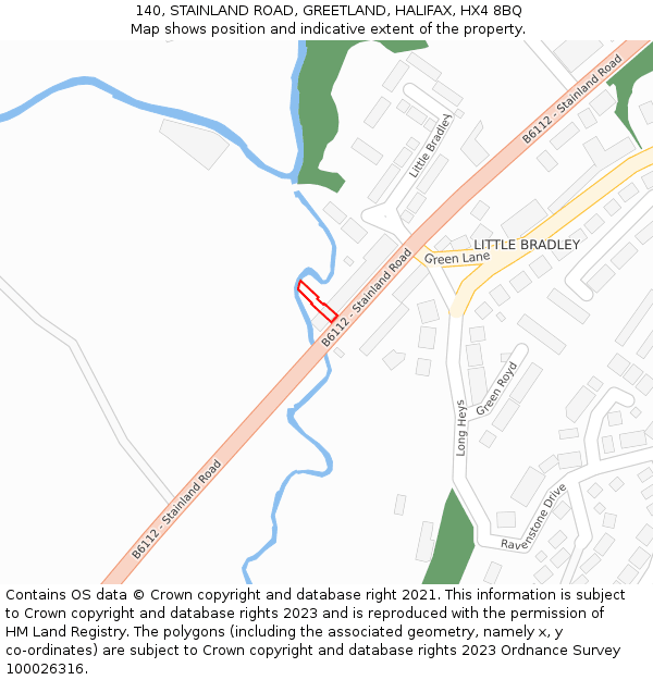 140, STAINLAND ROAD, GREETLAND, HALIFAX, HX4 8BQ: Location map and indicative extent of plot