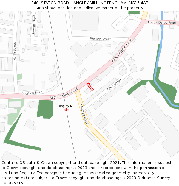 140, STATION ROAD, LANGLEY MILL, NOTTINGHAM, NG16 4AB: Location map and indicative extent of plot