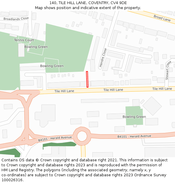 140, TILE HILL LANE, COVENTRY, CV4 9DE: Location map and indicative extent of plot