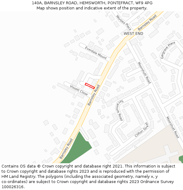 140A, BARNSLEY ROAD, HEMSWORTH, PONTEFRACT, WF9 4PG: Location map and indicative extent of plot