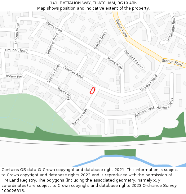 141, BATTALION WAY, THATCHAM, RG19 4RN: Location map and indicative extent of plot