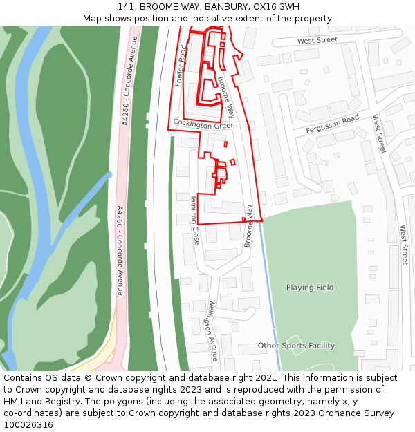 141, BROOME WAY, BANBURY, OX16 3WH: Location map and indicative extent of plot