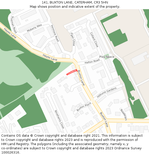 141, BUXTON LANE, CATERHAM, CR3 5HN: Location map and indicative extent of plot