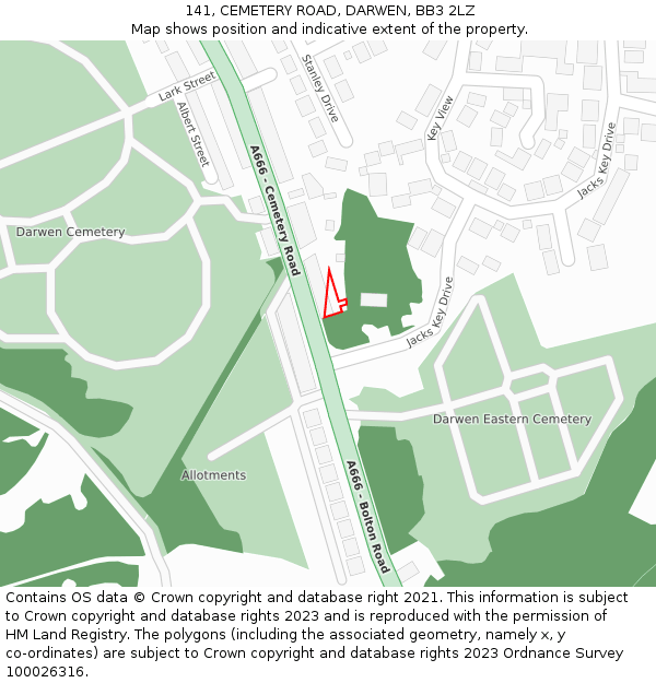 141, CEMETERY ROAD, DARWEN, BB3 2LZ: Location map and indicative extent of plot