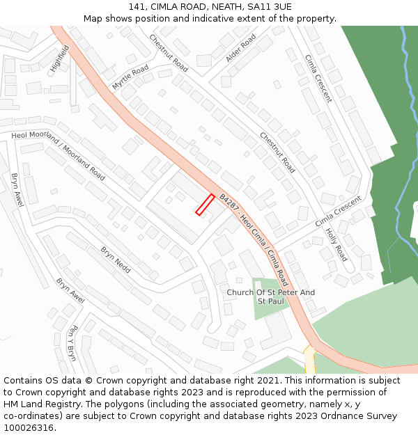 141, CIMLA ROAD, NEATH, SA11 3UE: Location map and indicative extent of plot