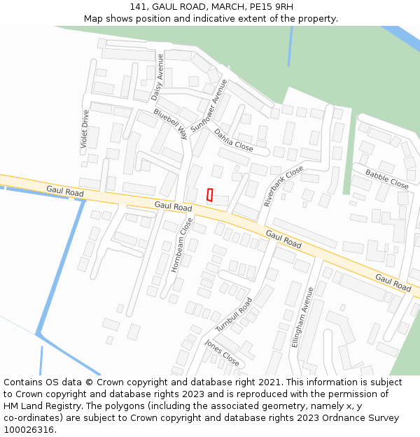 141, GAUL ROAD, MARCH, PE15 9RH: Location map and indicative extent of plot