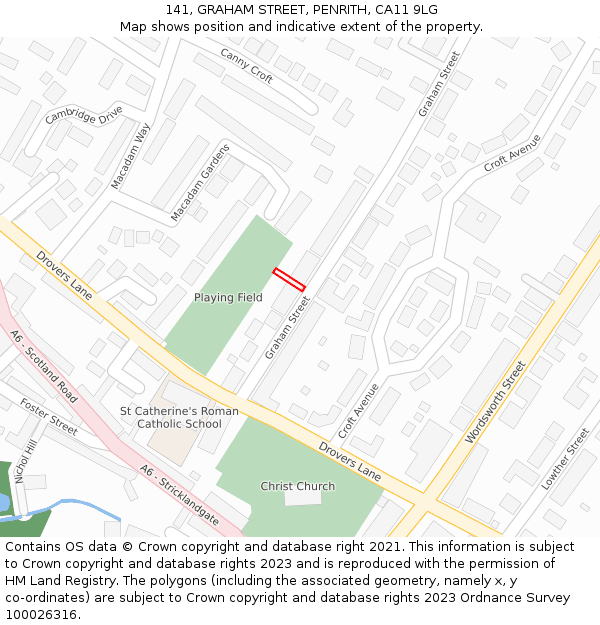 141, GRAHAM STREET, PENRITH, CA11 9LG: Location map and indicative extent of plot