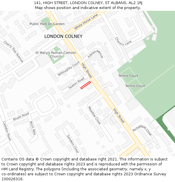 141, HIGH STREET, LONDON COLNEY, ST ALBANS, AL2 1RJ: Location map and indicative extent of plot