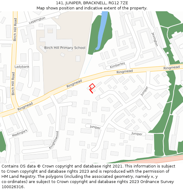 141, JUNIPER, BRACKNELL, RG12 7ZE: Location map and indicative extent of plot