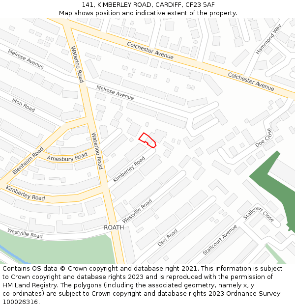 141, KIMBERLEY ROAD, CARDIFF, CF23 5AF: Location map and indicative extent of plot