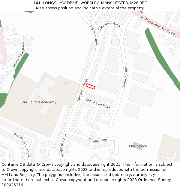 141, LONGSHAW DRIVE, WORSLEY, MANCHESTER, M28 0BD: Location map and indicative extent of plot