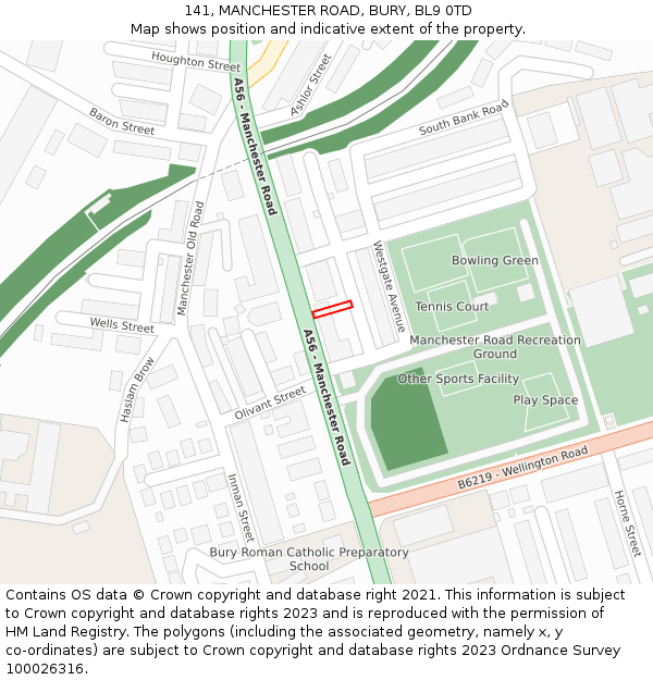 141, MANCHESTER ROAD, BURY, BL9 0TD: Location map and indicative extent of plot