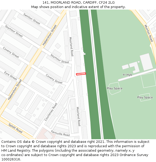 141, MOORLAND ROAD, CARDIFF, CF24 2LG: Location map and indicative extent of plot